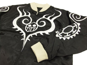 Hanatabi Gakudan Men's Japanese Souvenir Jacket Japanese ONE PIECE Sukajan Script OPSJ-003 Black