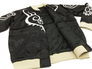 Hanatabi Gakudan Men's Japanese Souvenir Jacket Japanese ONE PIECE Sukajan Script OPSJ-003 Black