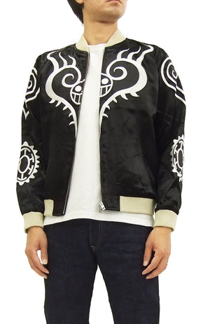 Hanatabi Gakudan Men's Japanese Souvenir Jacket Japanese ONE PIECE Sukajan Script OPSJ-003 Black