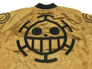Hanatabi Gakudan Men's Japanese Souvenir Jacket Japanese ONE PIECE Sukajan Script OPSJ-003 Brown
