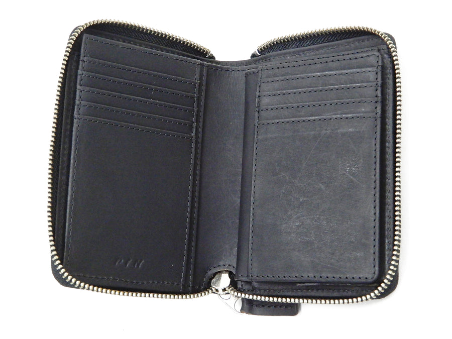 Men's Casual Wallet Zip Around Leather Bifold Medium Wallet Salt & Sugar PI-2882 Black