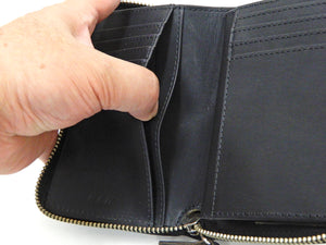 Men's Casual Wallet Zip Around Leather Bifold Medium Wallet Salt & Sugar PI-2882 Black