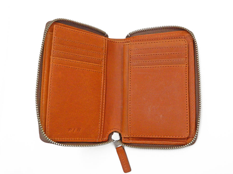 Men's Casual Wallet Zip Around Leather Bifold Medium Wallet Salt & Sugar PI-2882 Camel