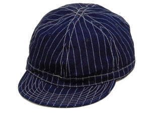 Pherrow's Workman Cap Men's Indigo Wabash Stripe Adjustable Working Hat PWCC1-W