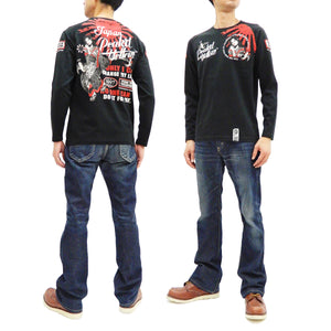 Peaked Yellow T-shirt Men's Japanese Kimono Women Graphic Long Sleeve Tee PYLT-229 Black/Black