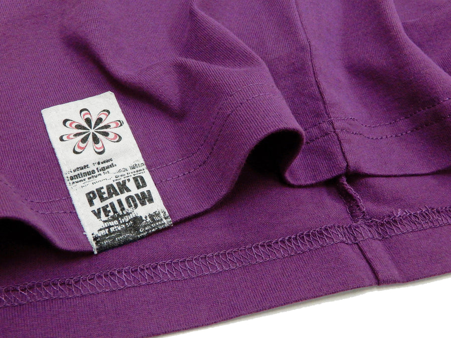 Peaked Yellow T-shirt Men's Japanese Kimono Women Short Sleeve Tee PYT-224 Purple/Black
