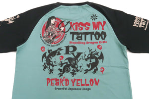 Peaked Yellow T-shirt Men's Japanese Kimono Women Graphic Short Sleeve Tee Efu-Shokai PYT-230 Peak'd Yellow Blue-Green/Black