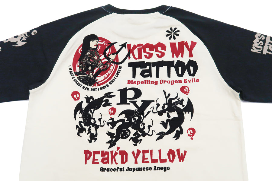 Peaked Yellow T-shirt Men's Japanese Kimono Women Graphic Short Sleeve Tee Efu-Shokai PYT-230 Peak'd Yellow Off-White/Black