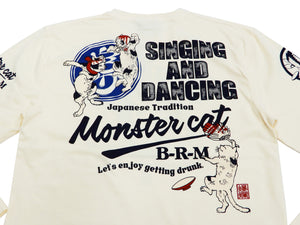 B-R-M T-Shirt Men's Ukiyo-e Cats Japanese Art Graphic Long Sleeve Tee Bakuretsu-Ranman-Musme RMLT-303 Off