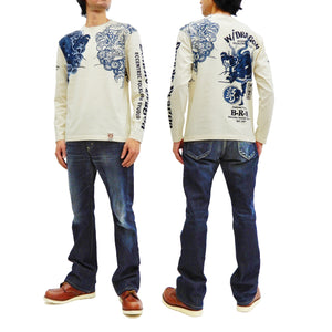 B-R-M T-Shirt Men's Dragon Japanese Art Graphic Long Sleeve Tee Bakuretsu-Ranman-Musme RMLT-305 Off