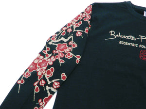 B-R-M T-Shirt Men's Japanese Cat Art Graphic Long Sleeve Tee RMLT-315 Black