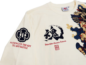 B-R-M T-Shirt Men's Japanese Samurai Art Graphic Long Sleeve Tee RMLT-316 Off-WHite
