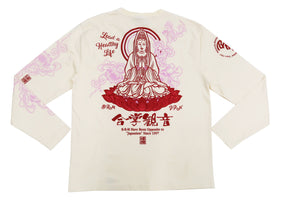 Bakuretsu-Ranman-Musme T-Shirt Men's Japanese Buddhism Art Graphic Long Sleeve Tee B-R-M RMLT-322 Off-White