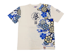 B-R-M T-Shirt Men's Japanese Art Flower Pattern Graphic Short Sleeve Tee RMT-312 Off-White