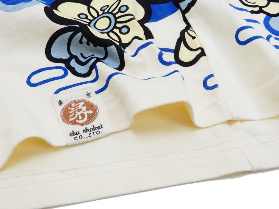 B-R-M T-Shirt Men's Japanese Art Flower Pattern Graphic Short Sleeve Tee RMT-312 Off-White