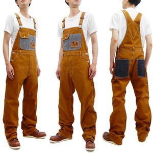 Kojima Genes Overalls Men's Casual Brown Duck Bib Overall with Contrast Pockets RNB-1220HK