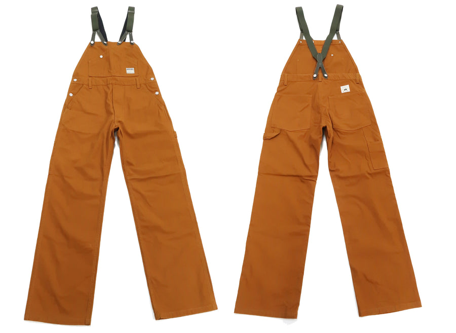 Kojima Genes Overalls Men's Casual Duck Bib Overall with Suspender Straps Low-Back RNB-1335F rnb1335f Camel Duck Canvas