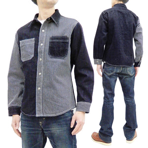 Kojima Genes Mixed Panel Shirt Men's Long Sleeve Two Tone Button 