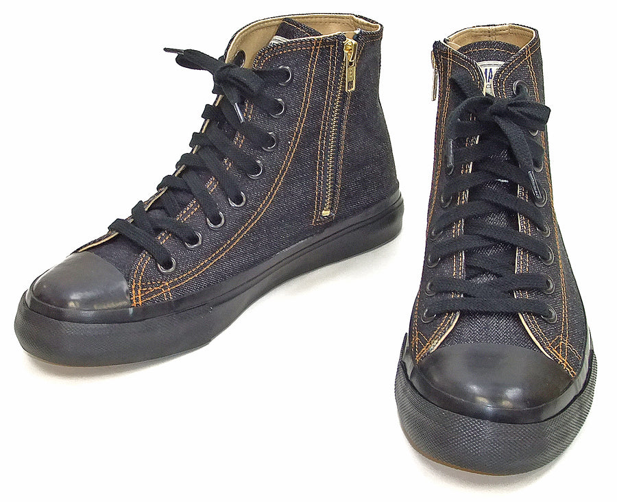 Kojima Genes High Top Denim Sneakers Men's Side Zip Jean Shoes RNB 