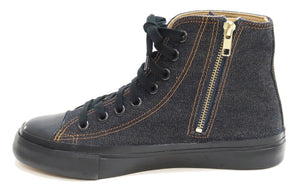 Kojima Genes High Top Denim Sneakers Men's Side Zip Jean Shoes RNB-8003 rnb8003 Deep Blue Indigo