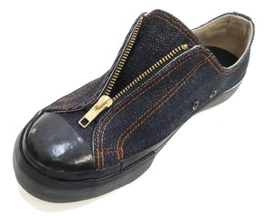 Kojima Genes Denim Sneakers Men's Laceless Front Zip Low Top 25oz Jean Shoes RNB-8007 rnb8007