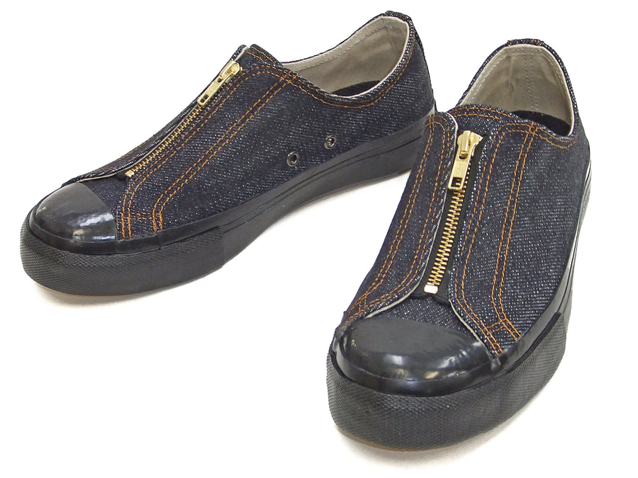 Kojima Genes Denim Sneakers Men's Laceless Front Zip Low Top 25oz Jean Shoes RNB-8007 rnb8007