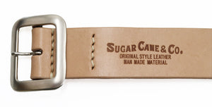 Sugar Cane Belt Men's Ccasual 40mm Wide/4mm Thick Cowhide Leather Belt with Single Prong Square-Shaped Buckle SC02320 133 Beige