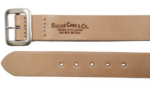 Sugar Cane Belt Men's Ccasual 40mm Wide/4mm Thick Cowhide Leather Belt with Single Prong Square-Shaped Buckle SC02320 133 Beige