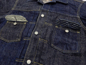 Sugar Cane Jacket Men's Mixed Denim Panel Colour Block Jean Jacket SC10701 One-Wash