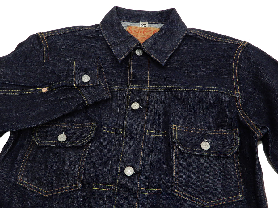 Sugar Cane Denim Trucker Jacket Men's Type 2 1953 Style Jean Jacket SC11953A 421 One Wash Deep blue indigo