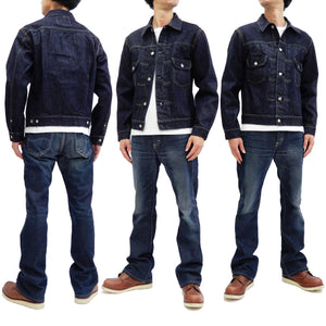 Sugar Cane Denim Trucker Jacket Men's Type 2 1953 Style Jean Jacket SC11953A 421 One Wash Deep blue indigo
