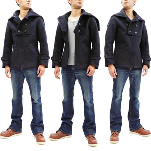 Mister Freedom Sugar Cane Hudson Jacket Men's MFSC Wool Melton Jacket SC14240 Navy-Blue