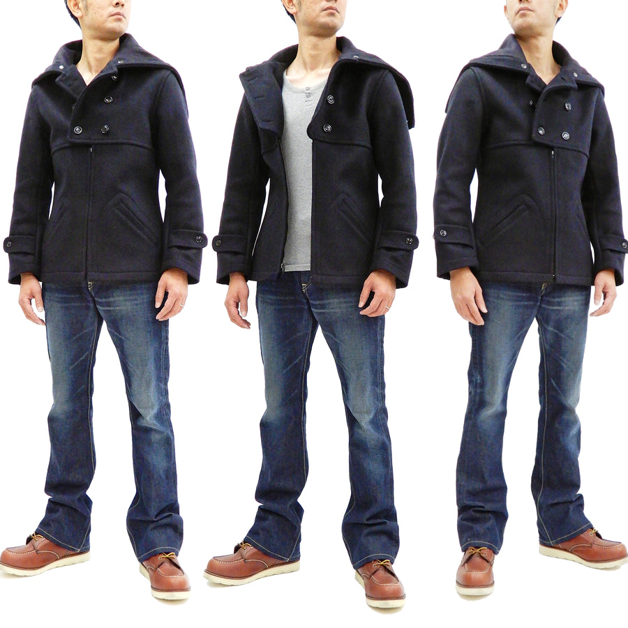Mister Freedom Sugar Cane Hudson Jacket Men's MFSC Wool Melton Jacket SC14240 Navy-Blue