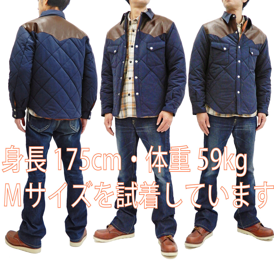 Sugar Cane Leather Yoke Padded Jacket Men's 60/40 Quilted Western