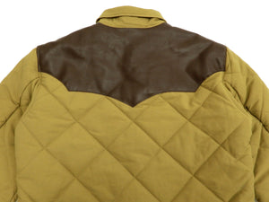 Sugar Cane Leather Yoke Padded Jacket Men's 60/40 Quilted Western Jacket SC14451 Beige/Brown