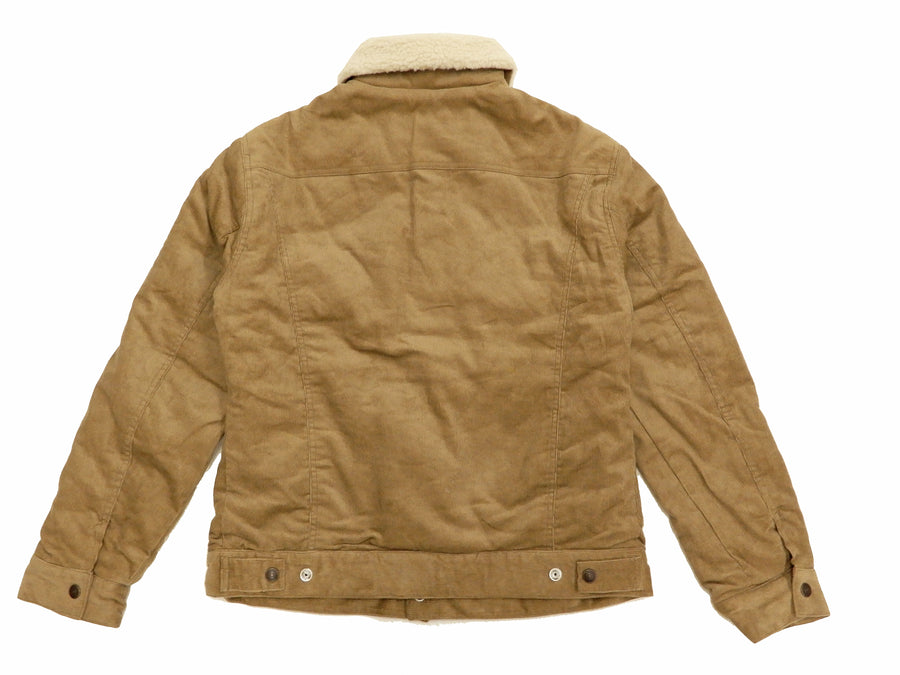 Sugar Cane Men's Padded Corduroy Trucker Jacket with Faux Shearling Collar SC14645 Beige