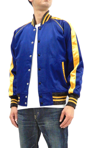 Navy Blue Satin Varsity Jacket