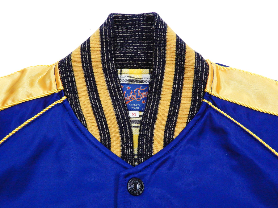 Mister Freedom Podium Jacket Men's MFSC Satin Varsity Jacket Sugar Cane SC14980 Dark-Blue