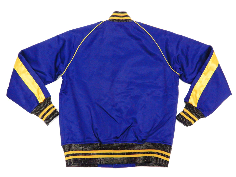 Mister Freedom Podium Jacket Men's MFSC Satin Varsity Jacket Sugar Cane SC14980 Dark-Blue
