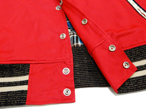 Mister Freedom Podium Jacket Men's MFSC Satin Varsity Jacket Sugar Cane SC14980 Red