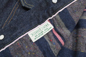 Sugar Cane Blanket Lined Denim Jacket Men's Reissue 1953 Type 2 Trucker Jean Jacket SC15210 421 One Wash Deep Indigo