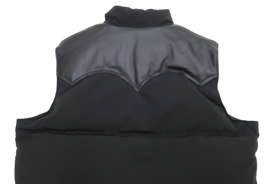 Sugar Cane Down Vest with Leather Yoke Panel Men's Winter 