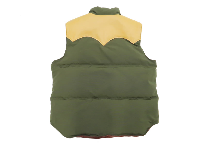 Sugar Cane Down Vest with Leather Yoke Panel Men's Winter Outerwear Vest SC15222 149 Olive/Camel
