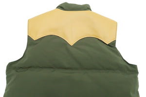 Sugar Cane Down Vest with Leather Yoke Panel Men's Winter Outerwear Vest SC15222 149 Olive/Camel