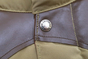 Sugar Cane Down Vest with Leather Yoke Panel Men's Winter Outerwear Vest SC15222 133 Beige/Brown