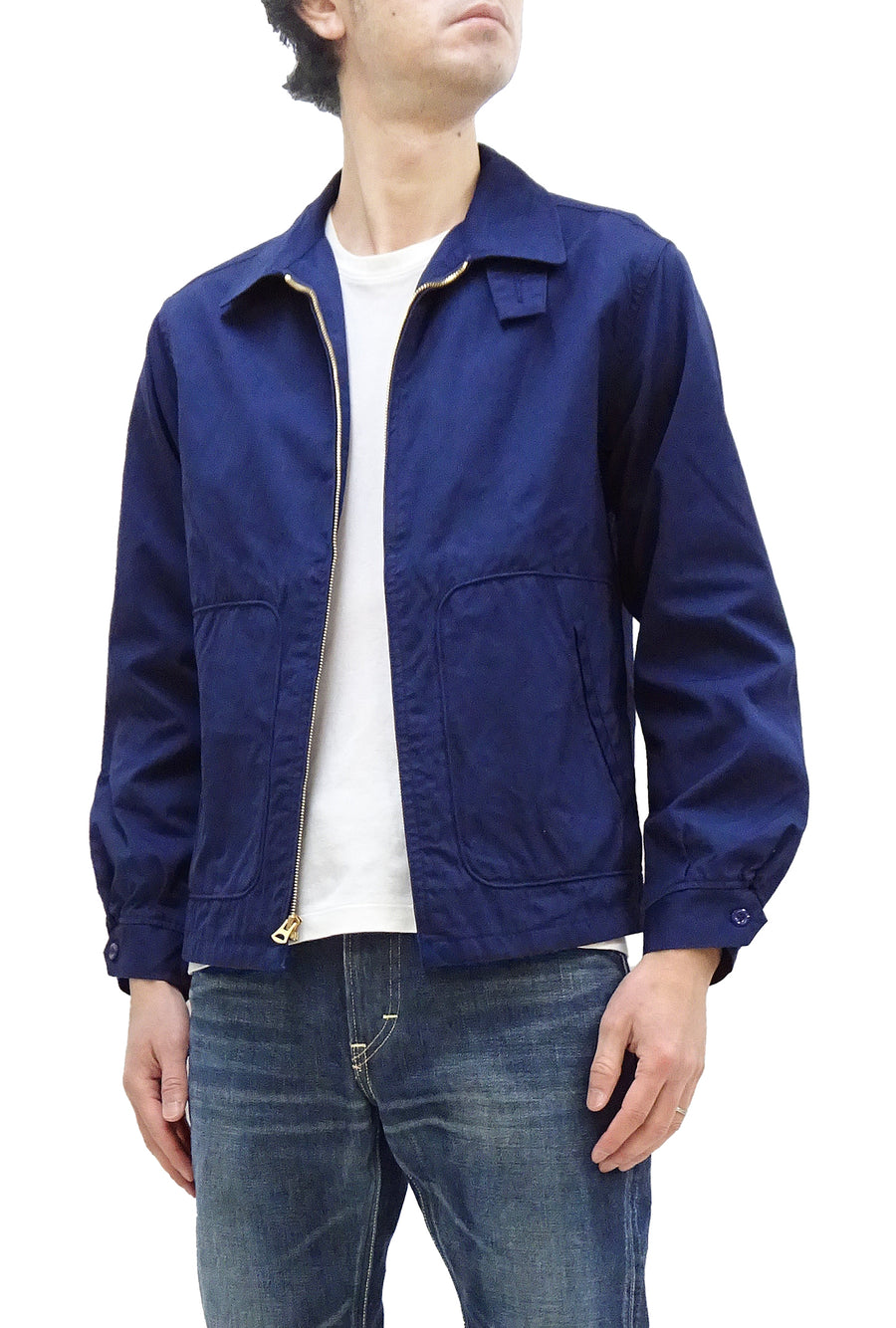 Sugar Cane Jacket Men's Casual 1950s Style Lightweight Unlined Cotton Jacket SC15293 128 Navy-Blue
