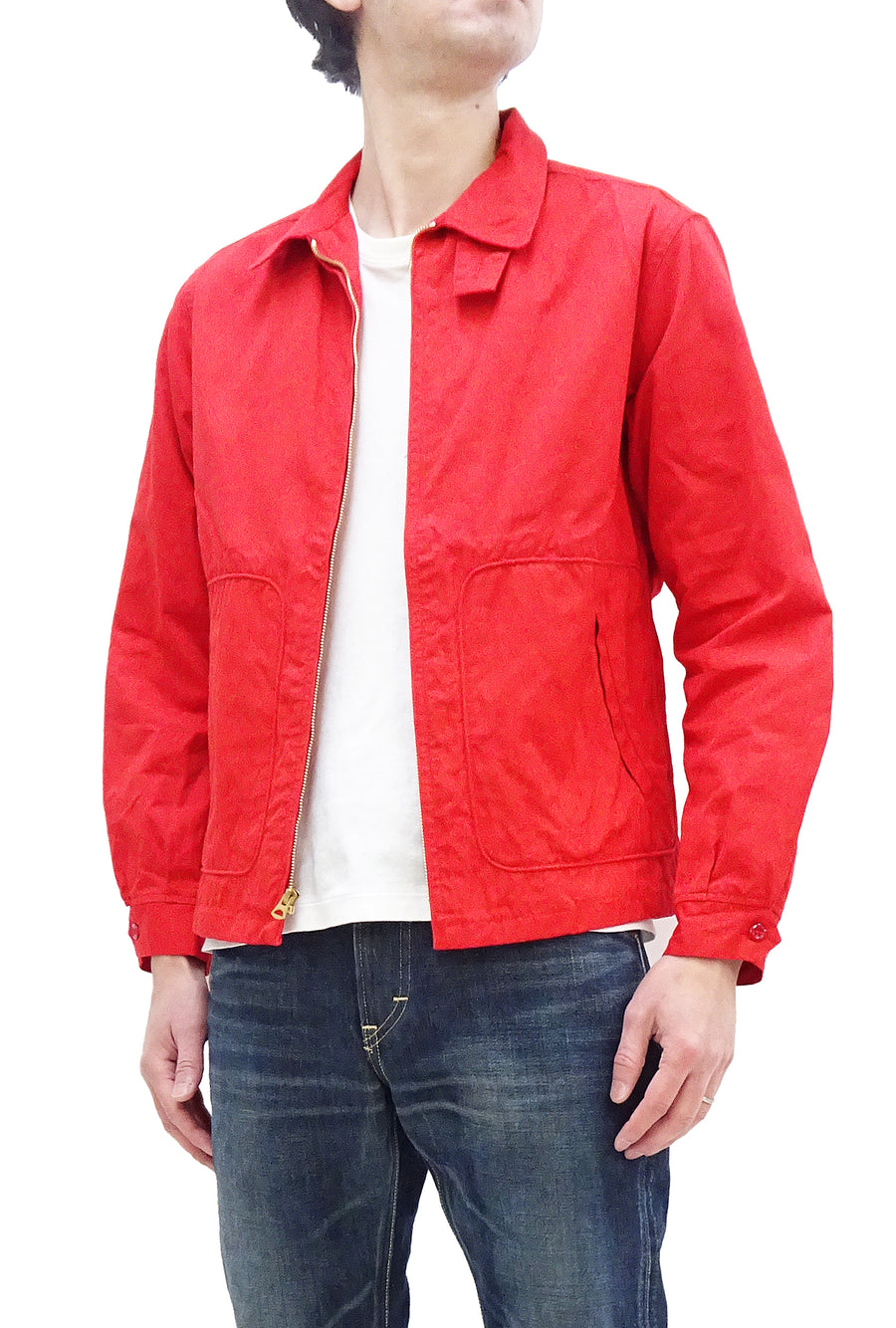 Sugar Cane Jacket Men's Casual 1950s Style Lightweight Unlined Cotton Jacket SC15293 165 Red