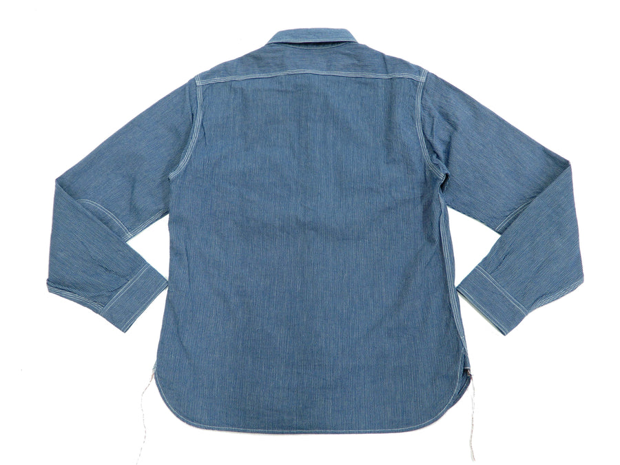 Sugar Cane Men's Casual Corded Stripe Work Shirt Long Sleeve Button Up Shirt SC25511 Navy-Blue