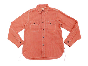 Sugar Cane Men's Casual Corded Stripe Work Shirt Long Sleeve Button Up Shirt SC25511 Red