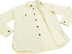 Sugar Cane Men's Ecru Colour Wabash Stripe Work Shirt Long Sleeve Shirt SC27076
